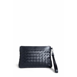 intrecciato leather pouch