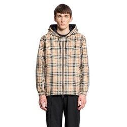 reversible vintage check hooded jacket