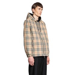 reversible vintage check hooded jacket