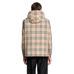 reversible vintage check hooded jacket