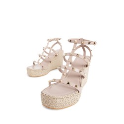 rockstud ankle strap wedges sandals