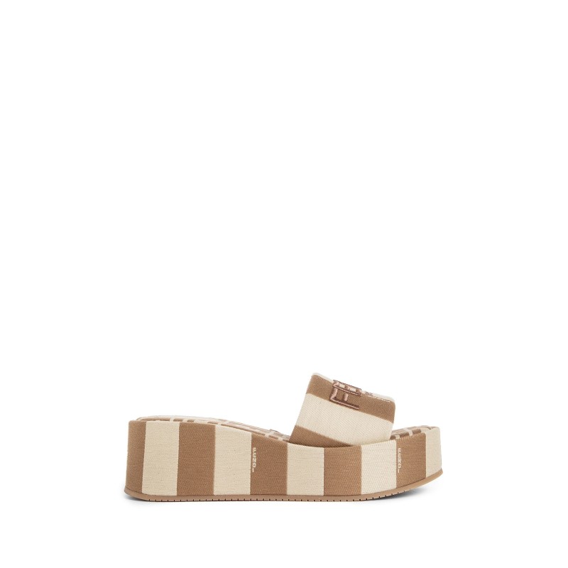 fendi sunshine canvas flatform slides