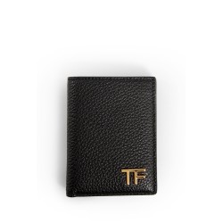 grained leather folding card holder