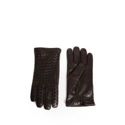 intrecciato leather gloves