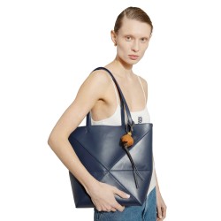 medium puzzle fold tote in shiny calfskin