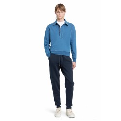 indigo dye jersey long sleeve polo