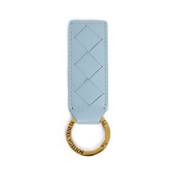 intrecciato calfskin leather tab key ring