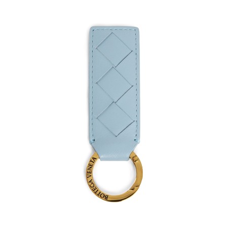 intrecciato calfskin leather tab key ring