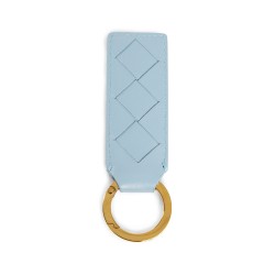 intrecciato calfskin leather tab key ring