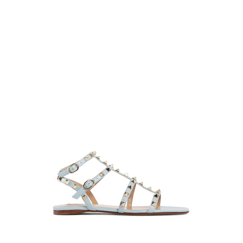 rockstud flat calfskin sandals