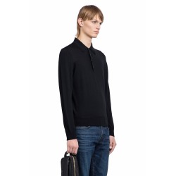 fine gauge merino long sleeve knit polo