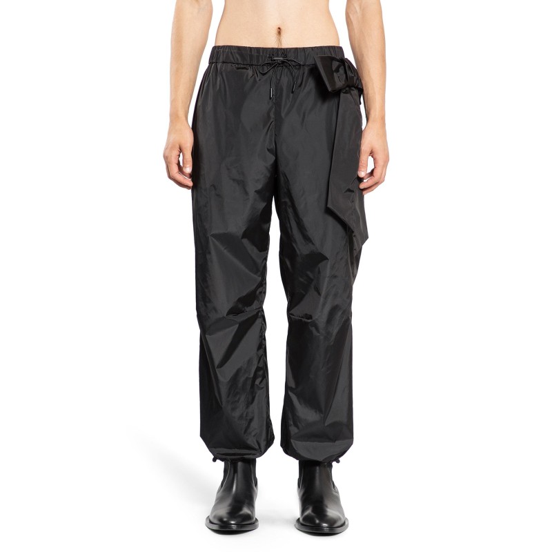 gathered ankle track trousers with bow