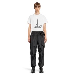 gathered ankle track trousers with bow