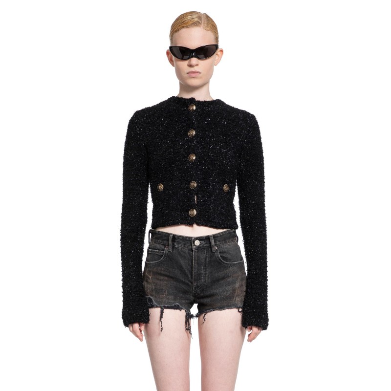 cropped lurex cardigan