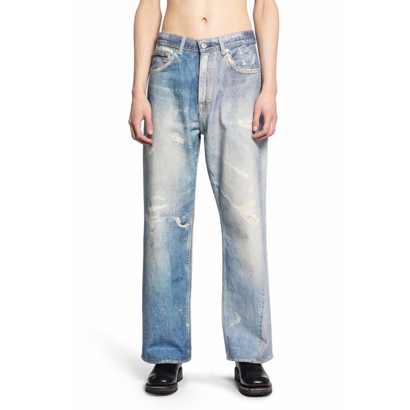 digtal denim print third cut jeans