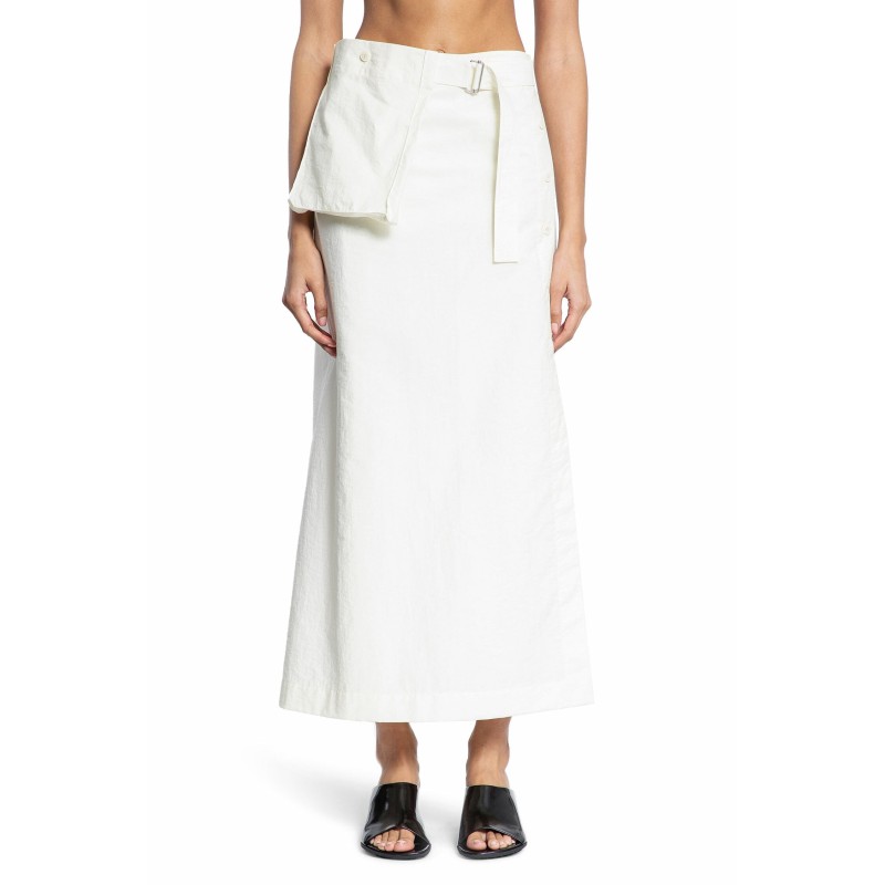 technical cotton long wrap skirt