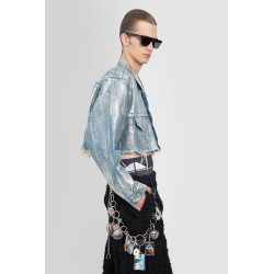 foiled cropped denim jacket