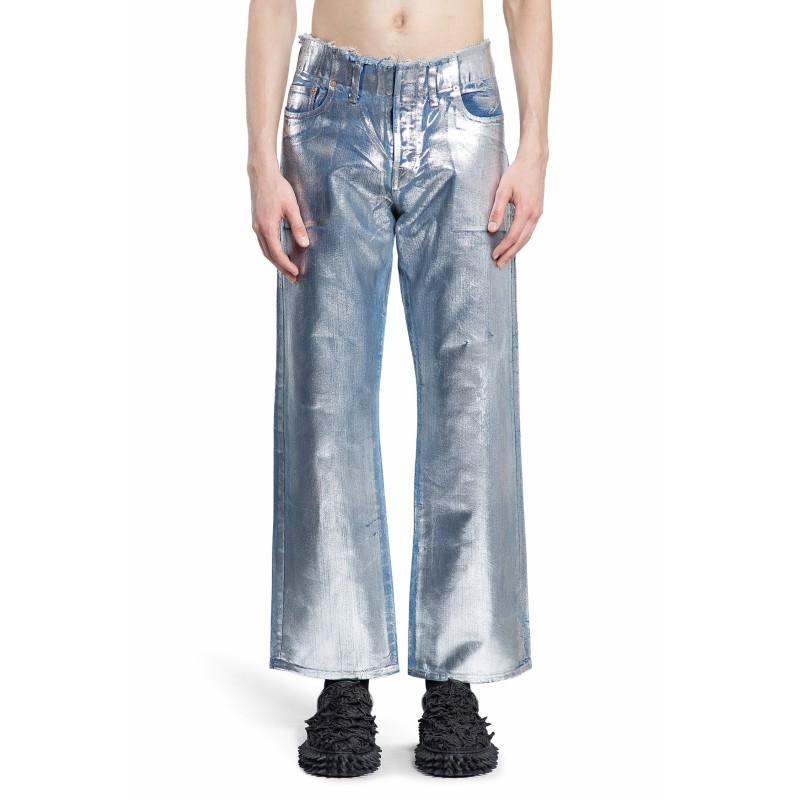 foil denim pants