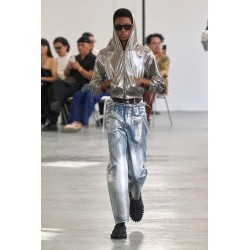 foil denim pants