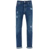 'distressed denim leisure fit jeans for