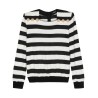 Embossed-button striped jumper