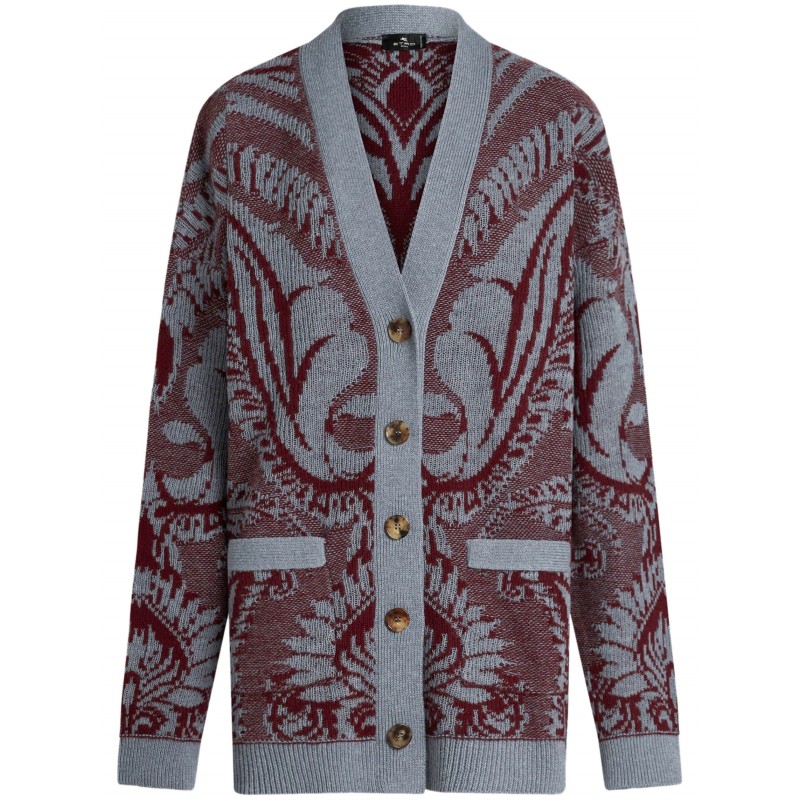 Jacquard-knitted cardigan