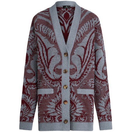 Jacquard-knitted cardigan