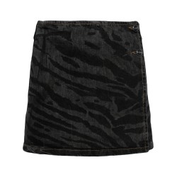 Lazer denim wrap mini skirt