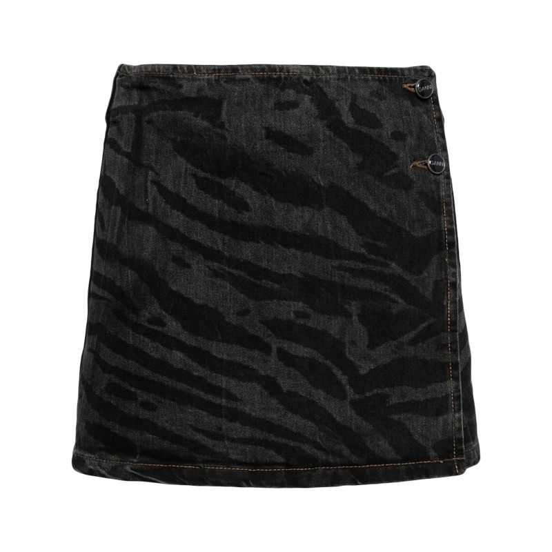 Lazer denim wrap mini skirt