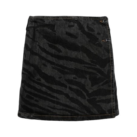 Lazer denim wrap mini skirt