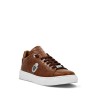 Logo-patch leather sneakers