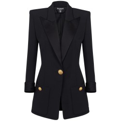 Peak-lapel wool blazer