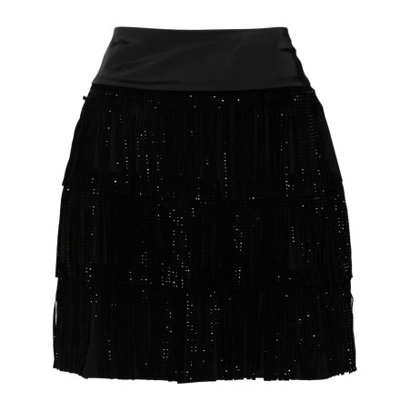 Studded fringe mini skirt