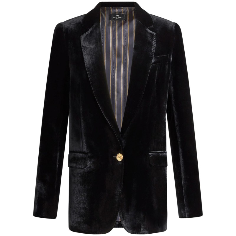 Velvet single-breasted blazer