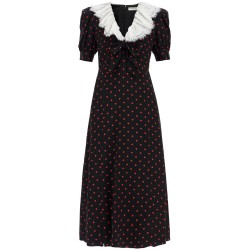 'polka dot silk midi dress'