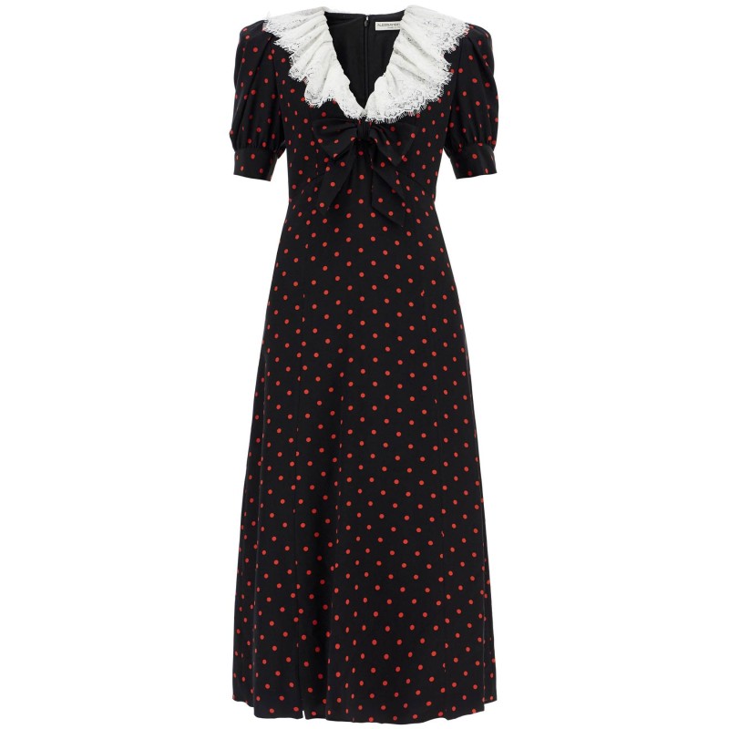 'polka dot silk midi dress'