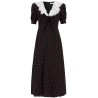 'polka dot silk midi dress'