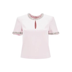 'satin top with crystals embellishments