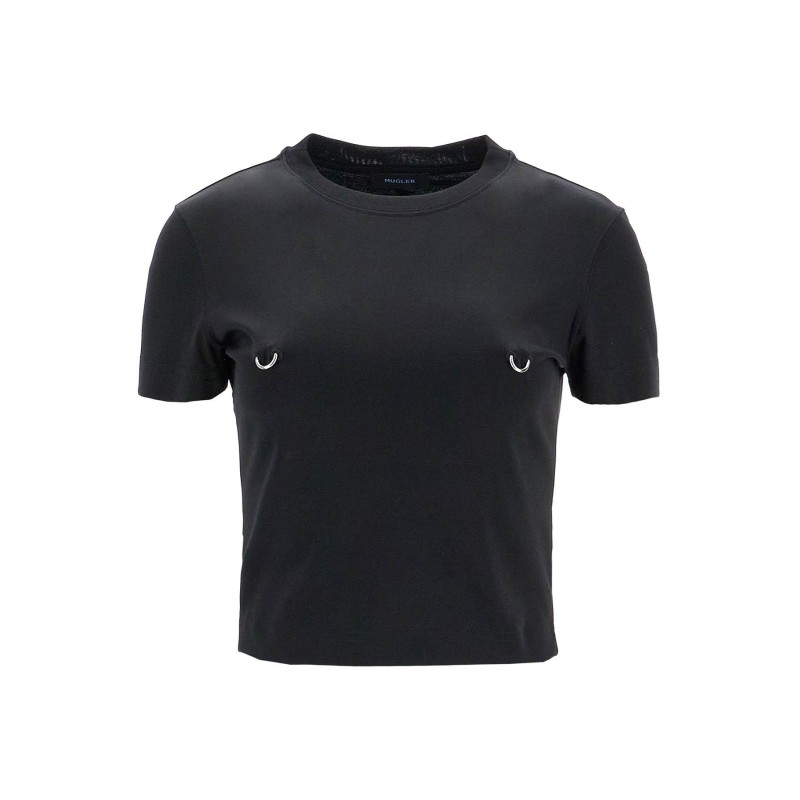 cropped t-shirt with piercing