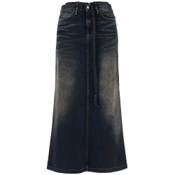 maxi denim skirt with waist strap