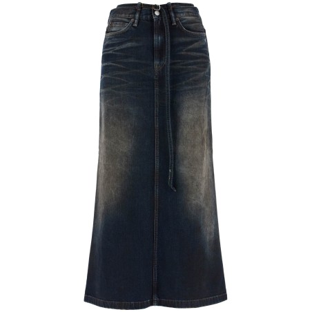 maxi denim skirt with waist strap