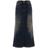 maxi denim skirt with waist strap