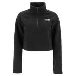 sherpa fleece cropped sweatshirt in