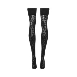 lace thigh-high stockings with