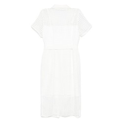 S/s grid lace midi dress