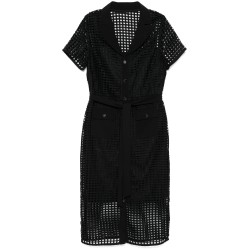 S/s grid lace midi dress