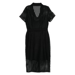 S/s grid lace midi dress