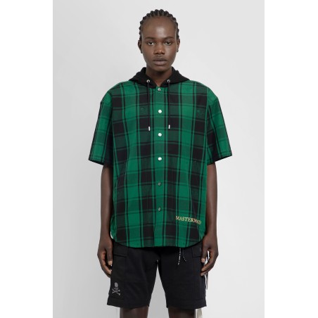 plaid hooded short sleeve shirt