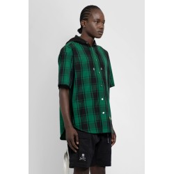 plaid hooded short sleeve shirt