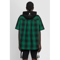 plaid hooded short sleeve shirt